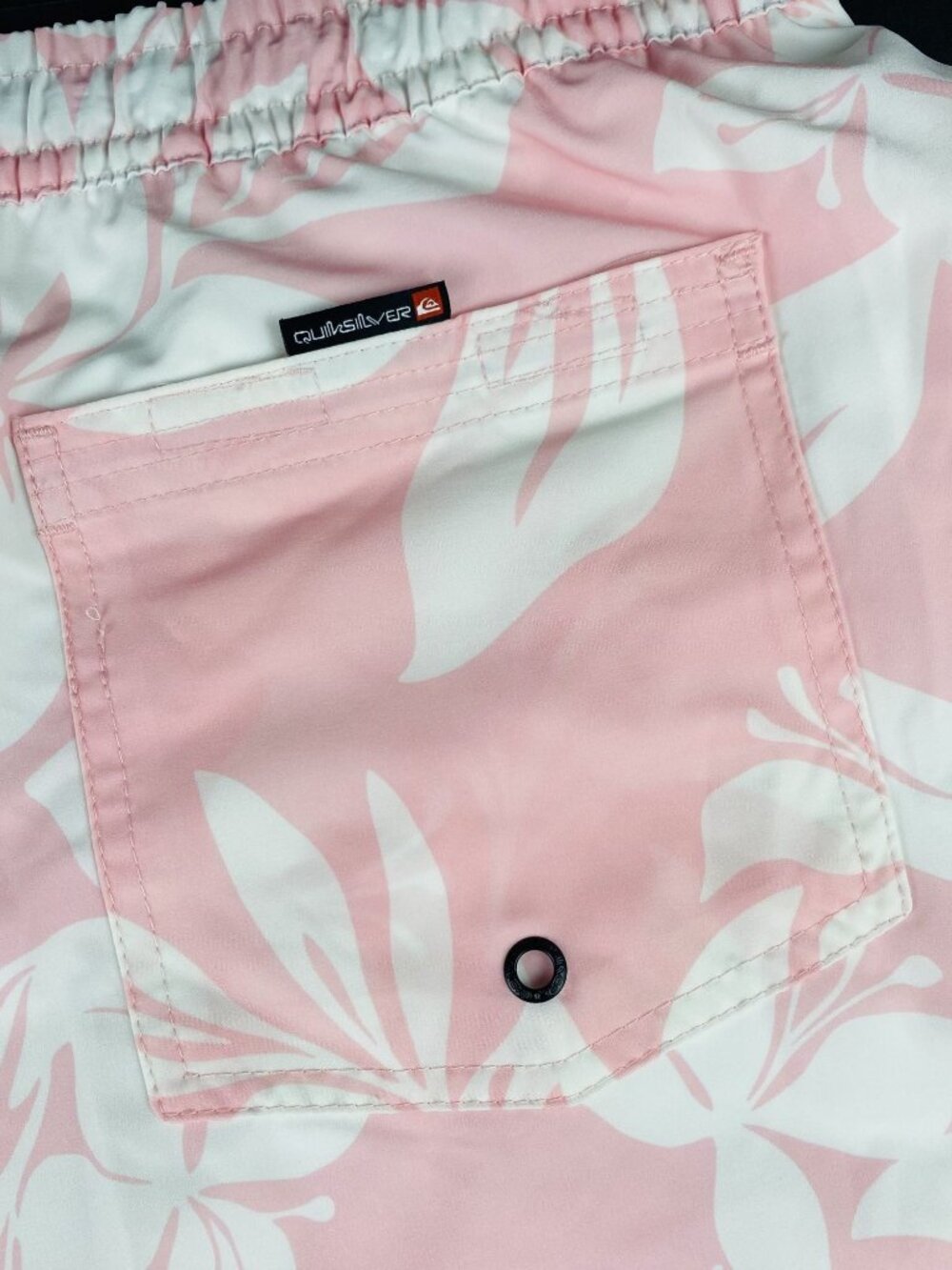 Quiksilver Mens XL Pink Tropical Swim Shorts Drawstring Waistband w/ Pockets - Picture 10 of 15